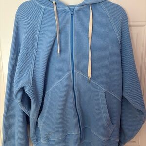 Aerie Oversized Ribbed Full Zip Hoodie – XXS (Runs Oversized)
